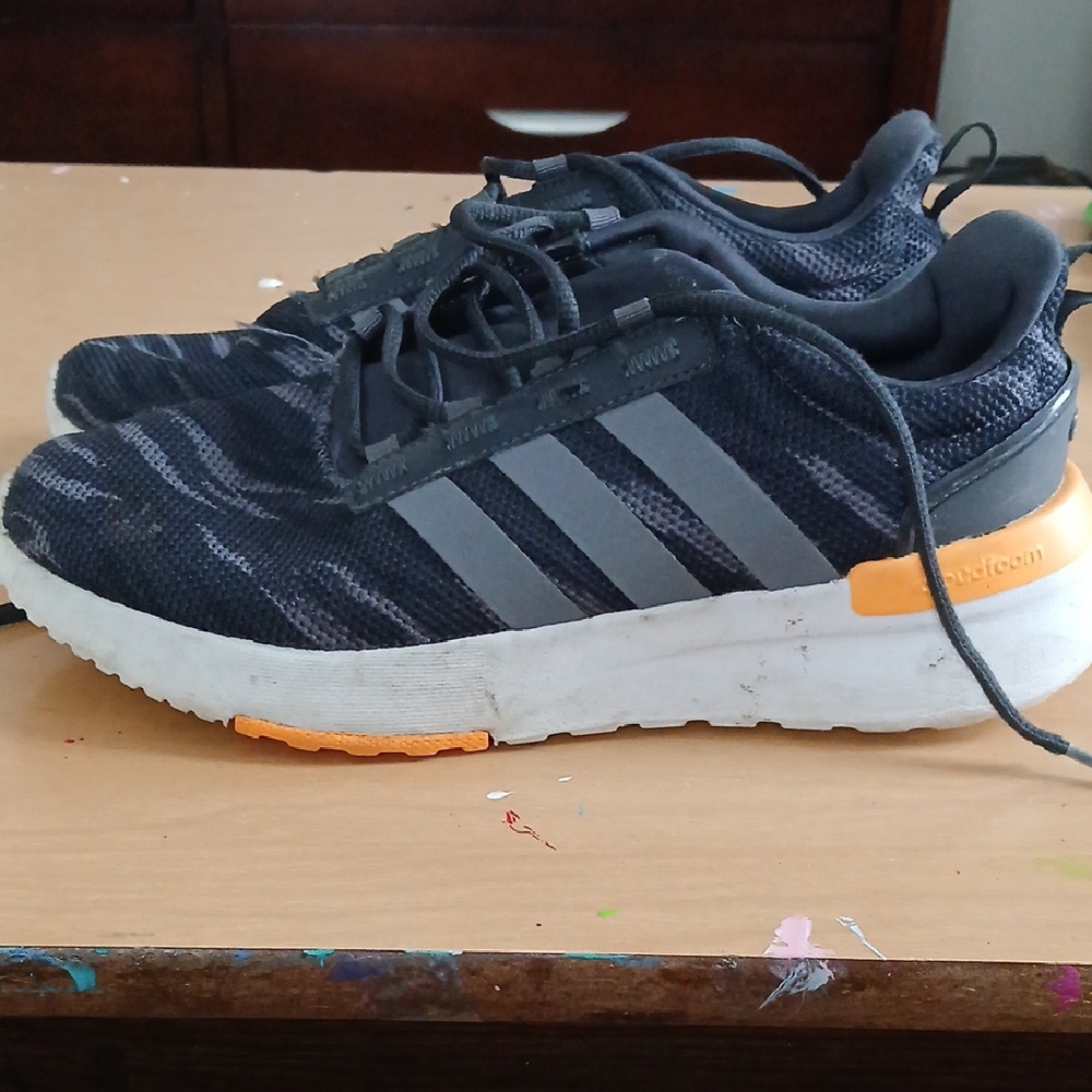 adidas Black and Gray Sneakers with Lace-Up Design and Signature Three-Stripes
